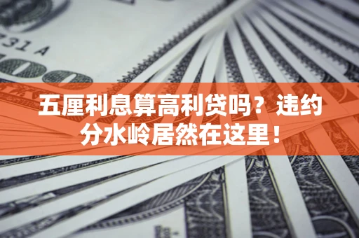 武汉五厘利息算高利贷吗？违约分水岭居然在这里！